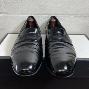 Cesare Bertelli Black Leather Loafer Slip On Dress Shoes Mens 10.5 Made In Italy